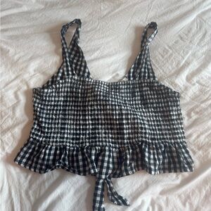 american eagle checkered tank top, size: large, color: black and white